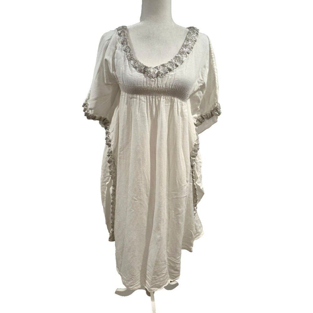 Melissa Odabash Flax Blend Midi Maxi White Beachy Summer Dress Medium